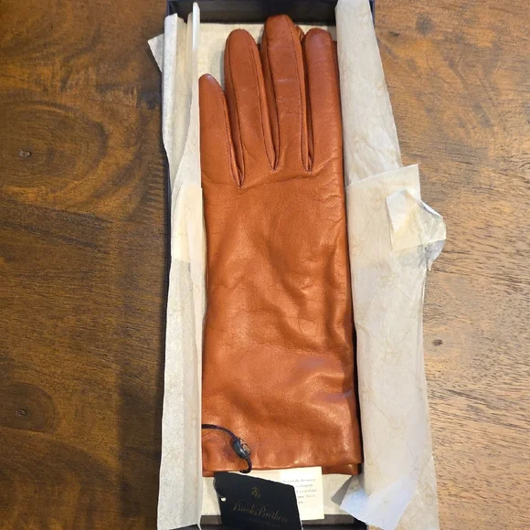 Brooks Brothers Brown Leather Gloves Size 7.5 - Picture 8 of 9